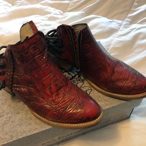 Freebird by Steven Jojo Booties in Red Mock Croc